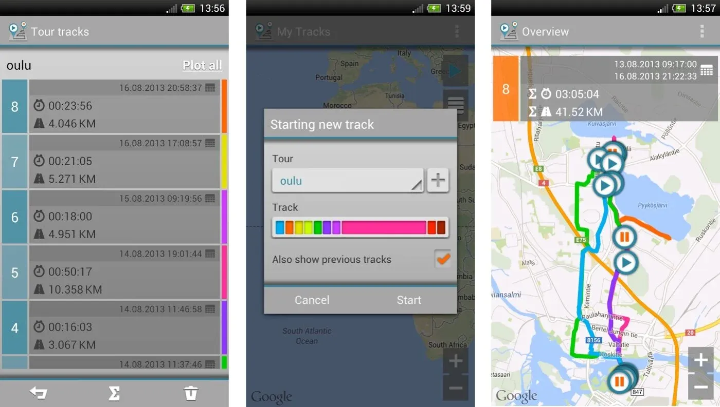 GPS-based sports tracker Android app